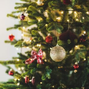 Decorated Christmas tree with ornaments and bows (ANASTASIIA KRIVENOK//GETTY IMAGES)