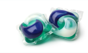 Two laundry detergent pods against a white background (Getty Images)