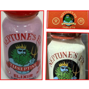 Image of Neptune's Fix products - Elixir and tablets (Image Credit: FDA Alert January 2024)
