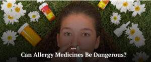 Image Description: A person using a nasal spray while lying in the grass with other medicine bottles by their head. Image Credit: Rutgers Today
